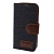 Чехол кожаный с джинсовым покрытием горизонтальный с карманом для банковских карт для Samsung Galaxy S IV mini / i9190 - темно синий