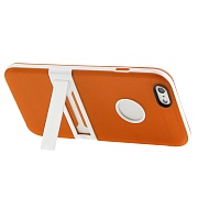 Бампер пластиковый с защитой задней крышки и упором для iPhone 6 Plus (оранжевый с белым)