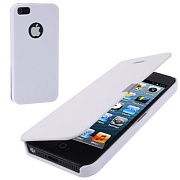 Чехол кожаная крышка + пластиковая защита корпуса для iPhone 5/5S (белый)