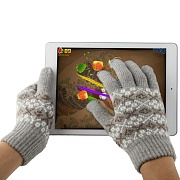 Перчатки для работы с сенсорными экранами в холодную погоду (серые с узором)